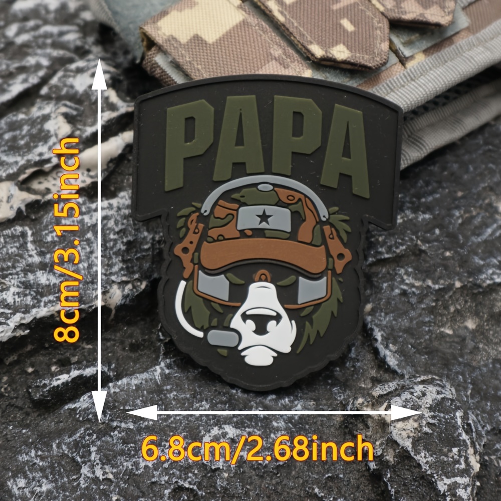 Image of 1pc Pvc Soft Rubber Papa Tactical Bear Pvc , Hook And Loop For Military Fans' Outdoor Backpacks, Suitable For Decorating Outdoor Clothes, Pants, Hats, Jackets, Backpacks, Etc.