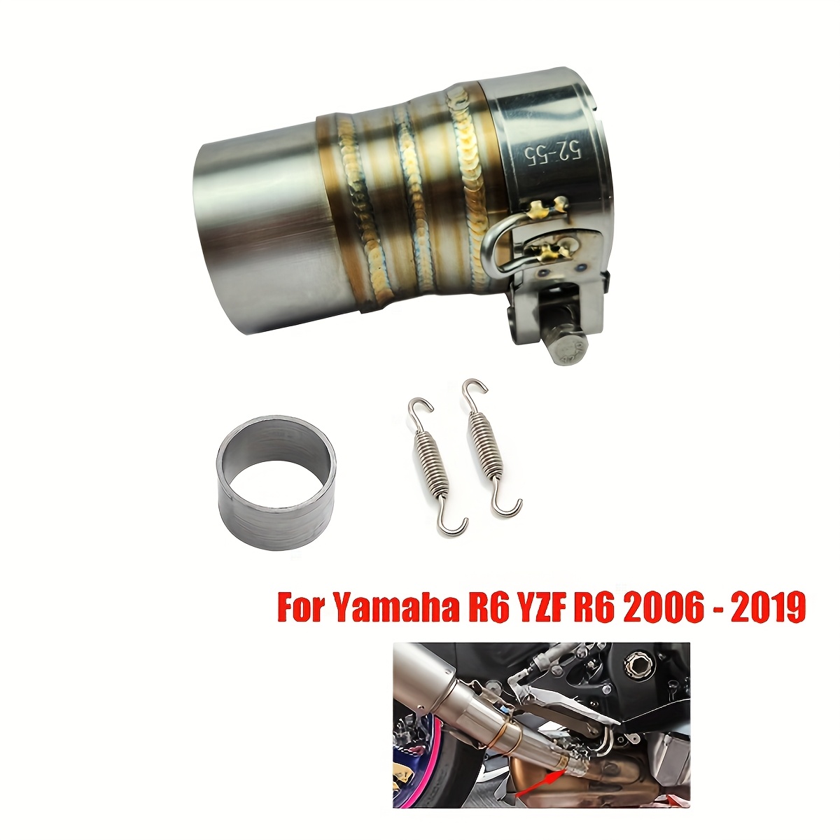1pc 51mm yzf r6 motorcycle exhaust escape modified   link pipe slips yzfr6 yamaha r6 yzf r6 2006 2019 details 0