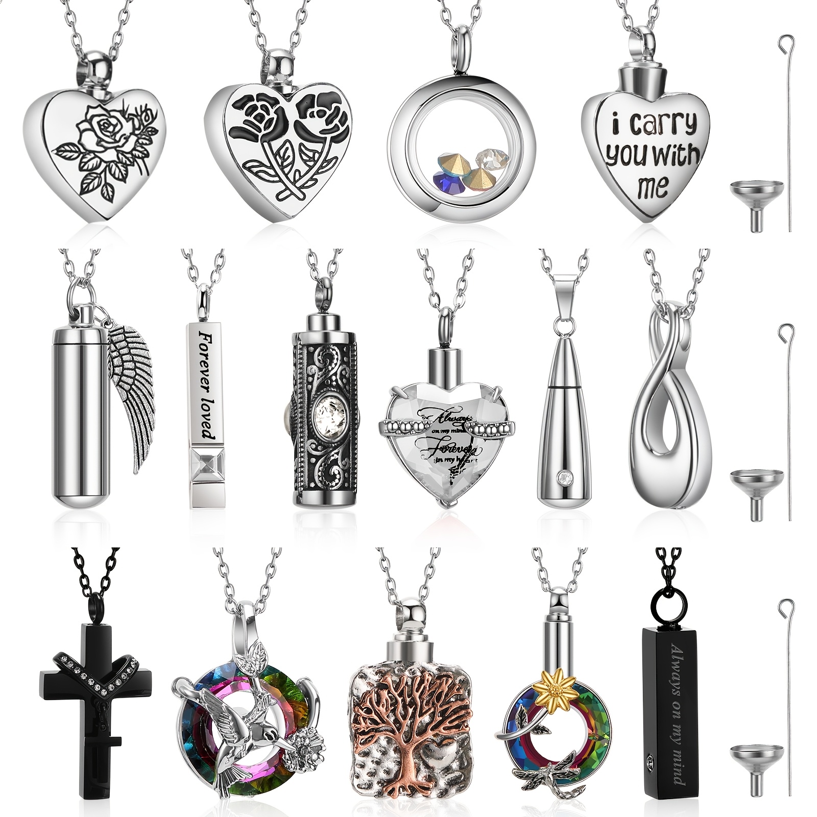 Titanium Steel Cremation Urn Necklace Colors, Bullet Pendant