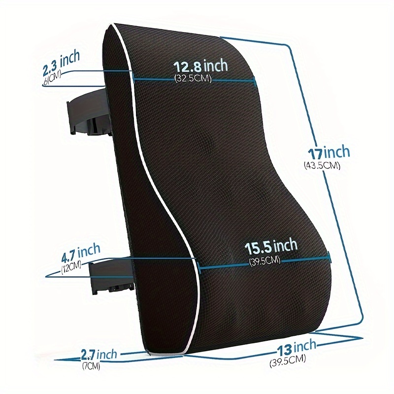 1 pza. Almohada de soporte lumbar para silla de , almohada de soporte lumbar para coche, ordenador, silla de juego, cojín de espuma viscoelástica reclinable, cubierta de malla con correa ajustable. detalles 0