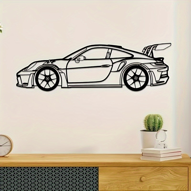 Décoration Murale Métal - Silhouette Porsche 911 Carrera Modèle 997