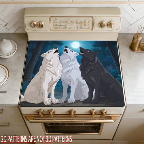 item picture 1pc 2d flat stove protection pad wolf in sky placemat multipurpose flat top oven washing machine mat mouse pad kitchen decorative stove cover protective pad