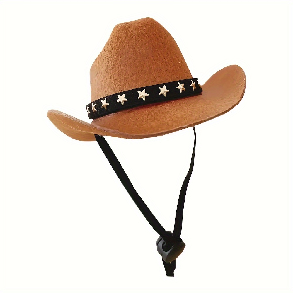 E-shop Verstellbarer Cowboyhut mit Sternenmuster für Katzen - Ganzjahres-Haustierzubehör, Polyester, Zum Aufziehen