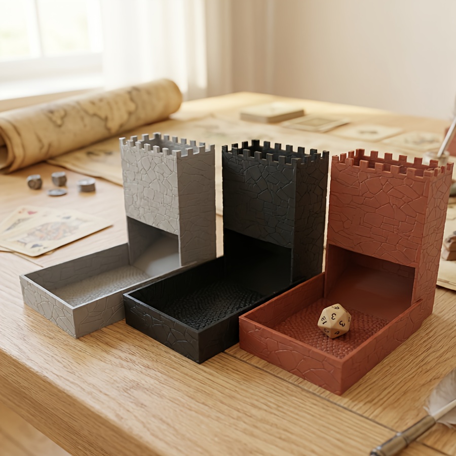 Collapsible Dice Tower Shaped Like a Castle Wall