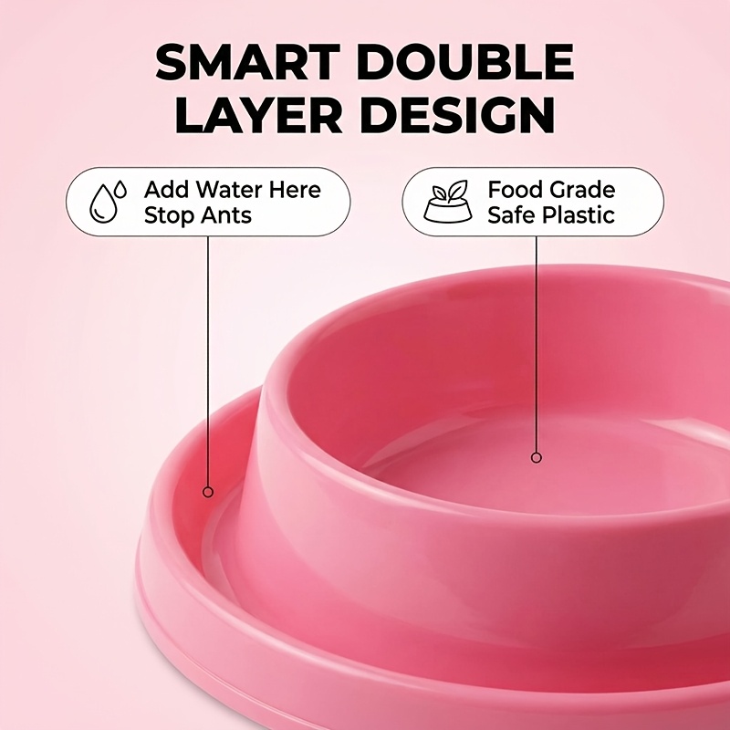 Anti-Ant Pet Bowl, Universal Plastic Food Dish for Cats And Dogs, with Anti-Splash And Ant-Proof Water Trough, Easy-Clean Non-Slip Feeding Bowl
