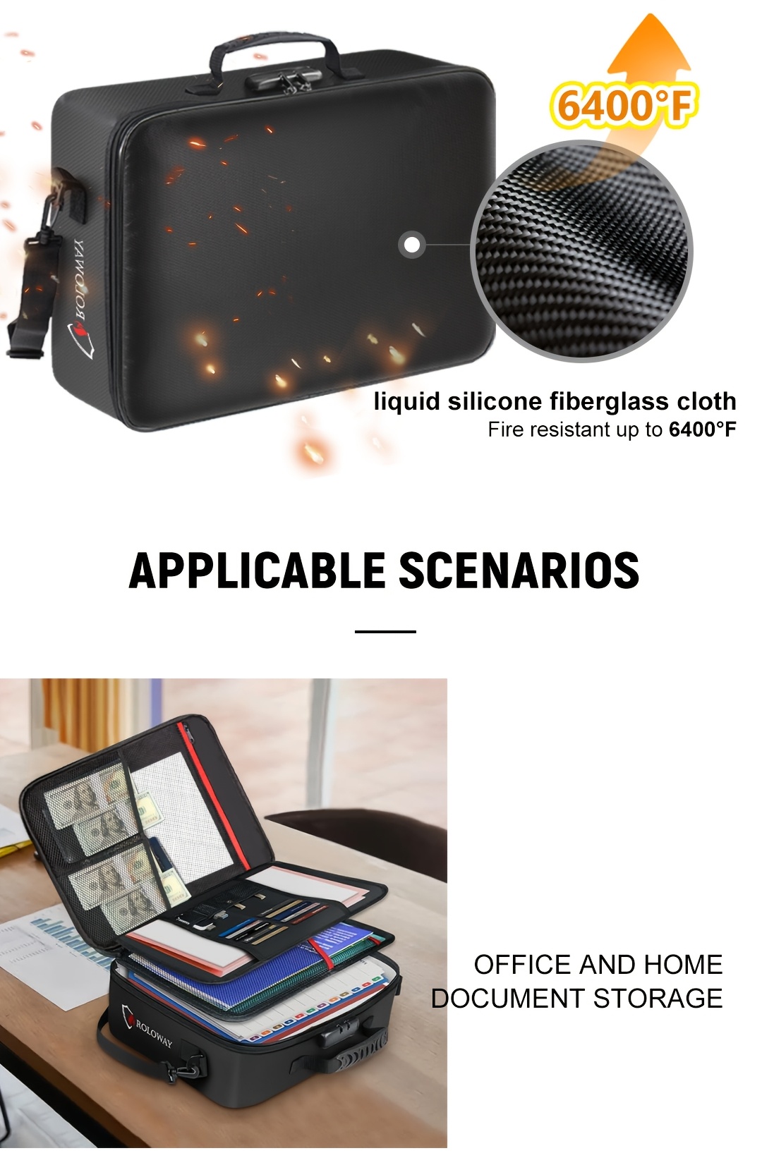 1pc Fireproof Document Bag With Lock & Reflective Strip (17 X 11.8 X 5 Inch), Important Document Storage Bag With Multi-Layer File Organizers Valentine'S Day 5 1pc Fireproof Document Bag With Lock & Reflective Strip (17 X 11.8 X 5 Inch), Important Document Storage Bag With Multi-Layer File Organizers Valentine'S Day