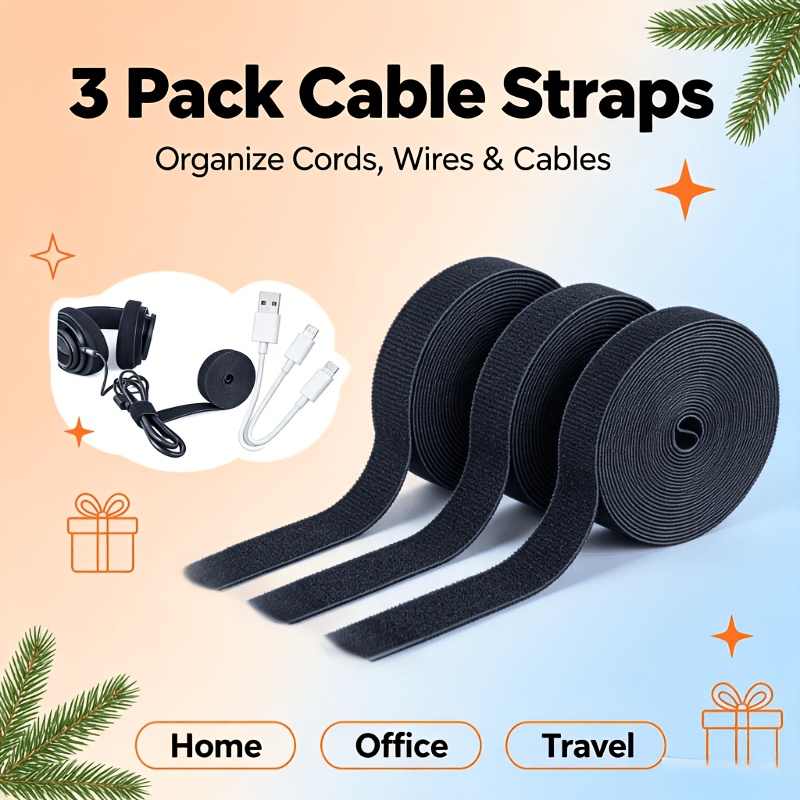 3pcs Adjustable Cable Management Ties for Home Office
