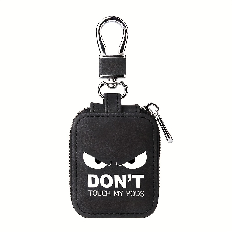 Image of Funny " My Pods" Text Earbud Carrying Case Compatible With Pu Synthetic Leather Portable Earphone Case Protective Storage Pouch Bag With Mesh Pocket & Keychain For Wireless Headphone Usb Cable