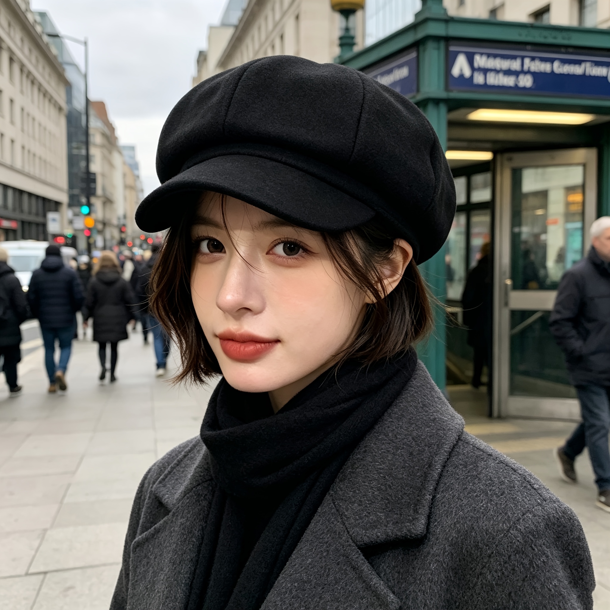 TEMU Gorro de periodista de color sólido para mujer, boina, sombrero retro de moda, regalo versátil y para familiares y , regalo