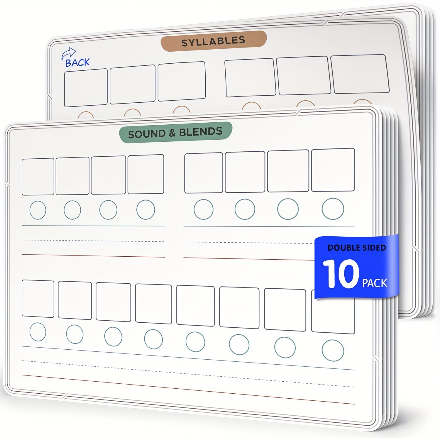 

Phonics & Dry Erase Sheets 8"x12" - English Letter Practice For Reading, Language Arts Learning - Ideal For , Teachers, Students - Pack Of 10