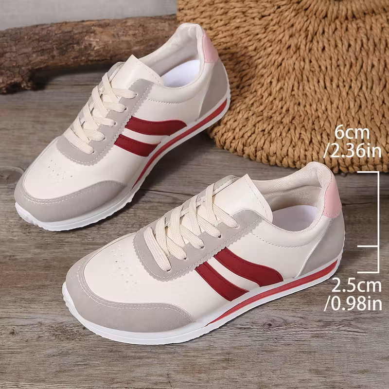 womens lightweight low top sneakers white with navy red accents synthetic cover upper eva cushioned sole casual shoes for running walking casual attire running shoes fabric lined interior Product details 7