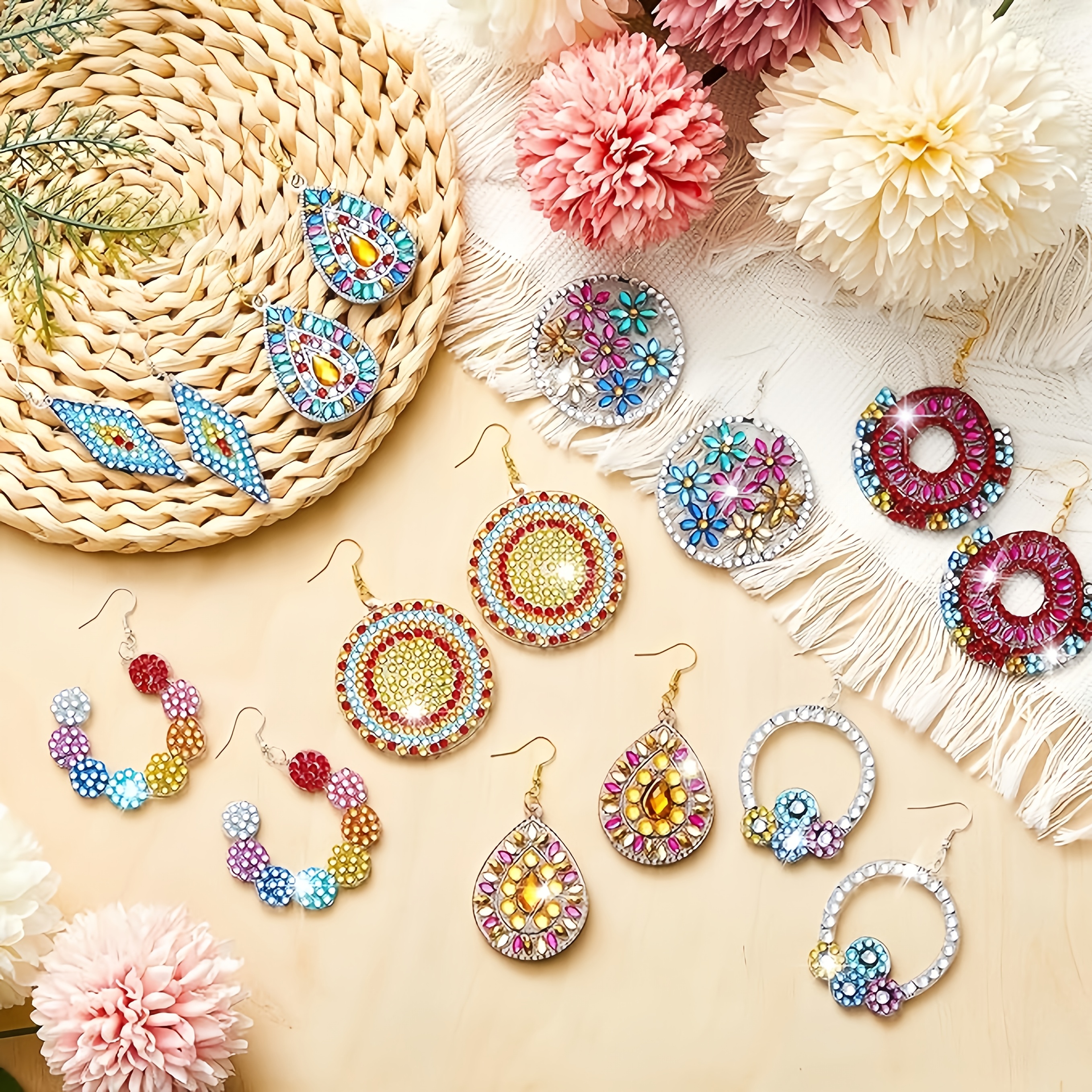 16pcs diy diamond painting earring sets including Temu Malaysia