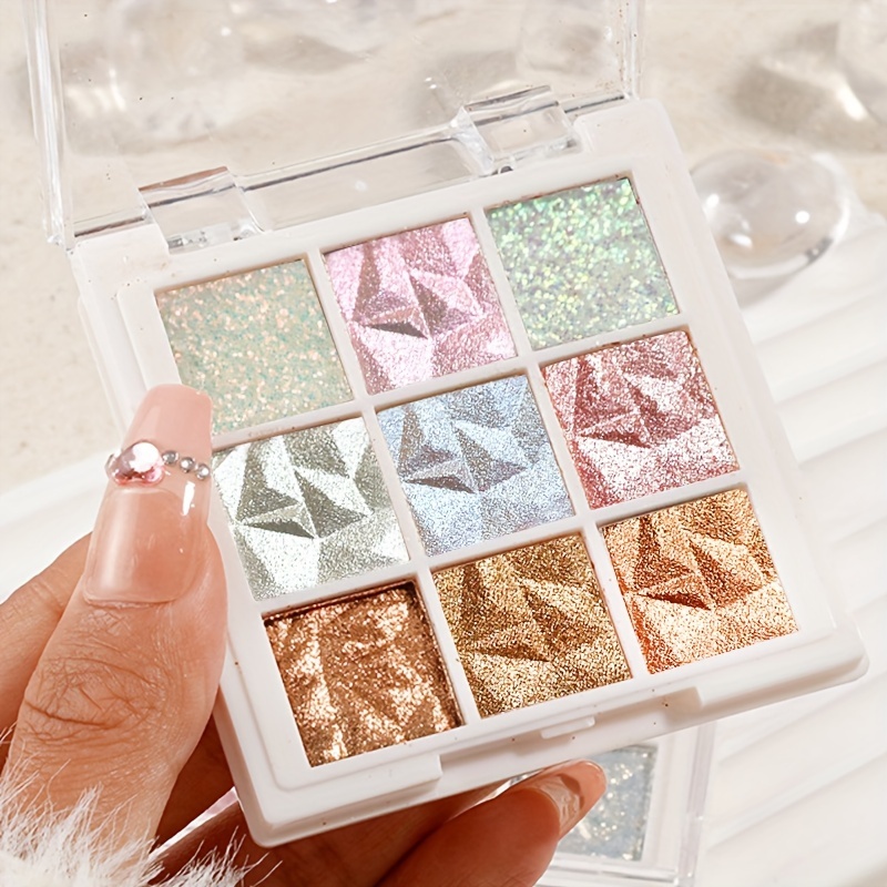 

Christmas Snowflake 9-color Eyeshadow Palette - Fine, Easy-to-apply Powder With Sparkling Chameleon & Pearlescent Shades In Coral, White, Pink, Gold