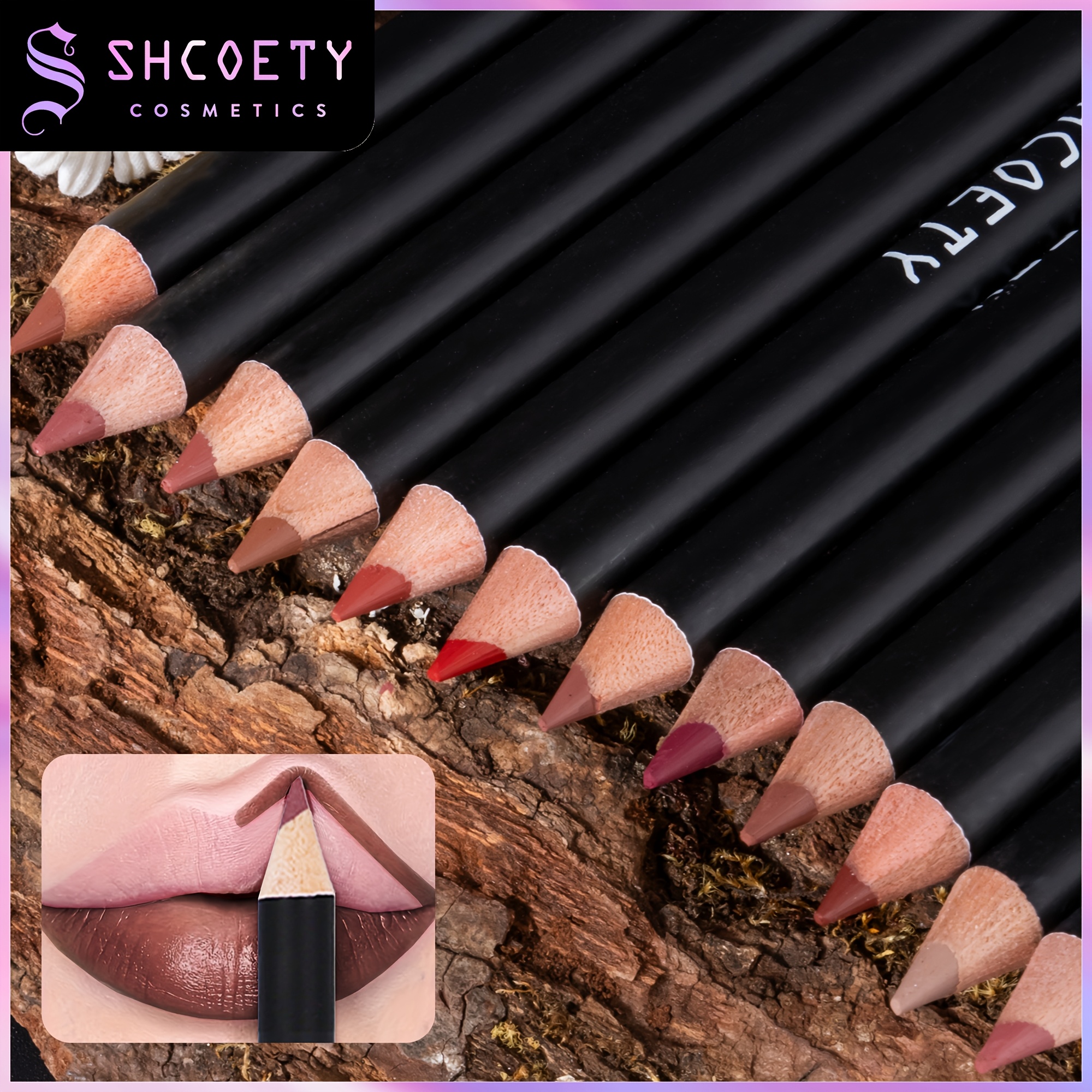 12pcs Multi-color Lip Liner Set, Waterproof, Sweat Proof, Long Lasting And Natural Look Lip Liner Crayon Valentine's Day Gifts