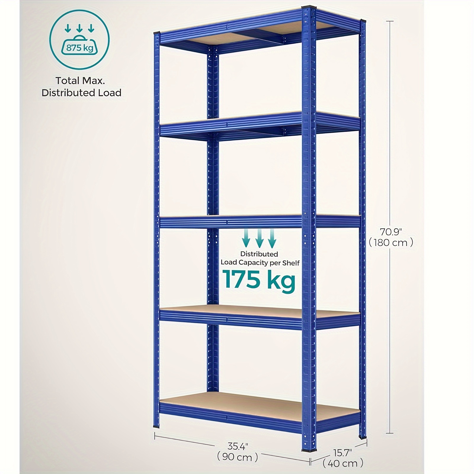 TEMU 5 Tier Adjustable Shelving Shelf Racking Unit Storage Rack Display Shelves, 180cm Heavy Duty Shelving Units, Metal Shelves Boltless Rack For