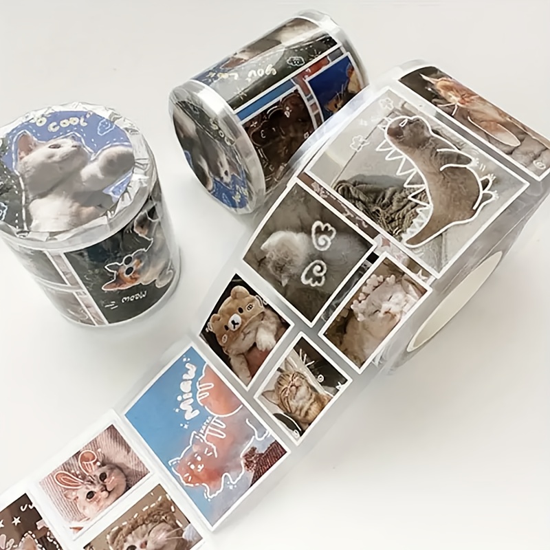 1 Roll, Romantic Daily Life Pet Material Stickers, Diy Decorative Stickers With Cat, Food, Scenery, And Other Patterns