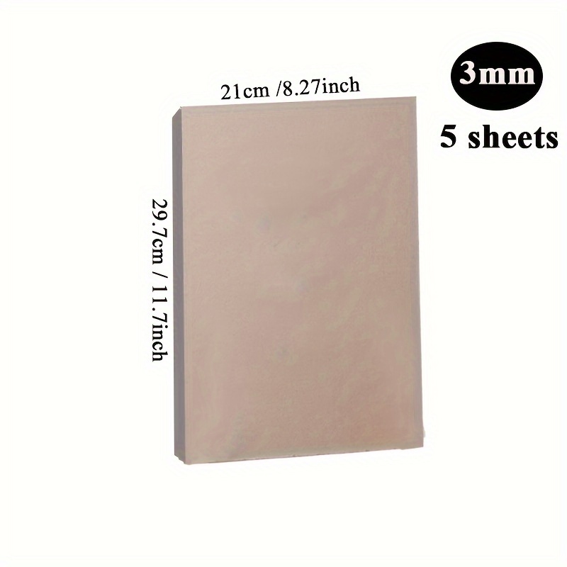 Image of 5 Sheets Of A4 Thick Gray Cardboard With Thicknesses Of 1mm, 1.5mm, 2mm, And 3mm For Printing And Packaging Album Covers, Measuring 8.3x11.7 Inches