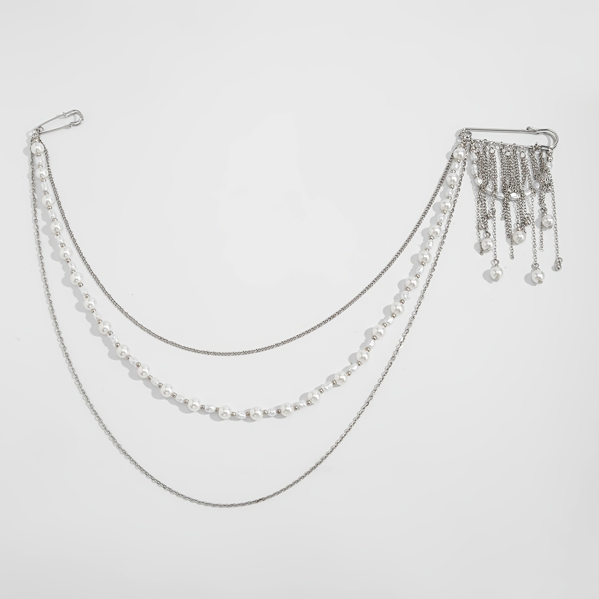 TEMU Broche y fácil de usar con borlas, cadena de cuentas multicapa, se puede usar para decorar trajes y pantalones, pin versátil, ropa para fiestas