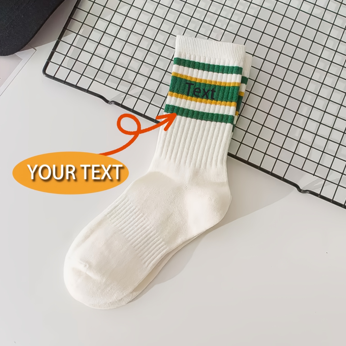 TEMU [customizable] Colorful Striped Socks, Unisex Sports Socks, Long Socks And Mid-tube Socks, You Can Customize Your Own Name And Patterns, Unique