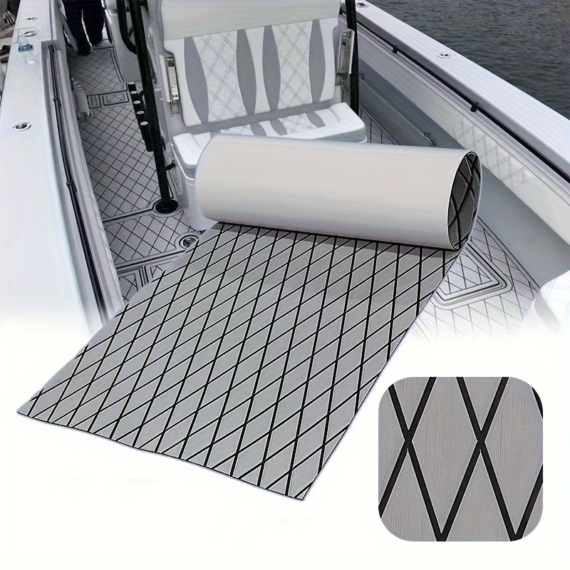 

Revêtement de Pont de Bateau en Mousse EVA Auto-Adhésive, 2.4m x 1.2m Tapis de Yacht à Rayures , Tapis de Surf pour Sols