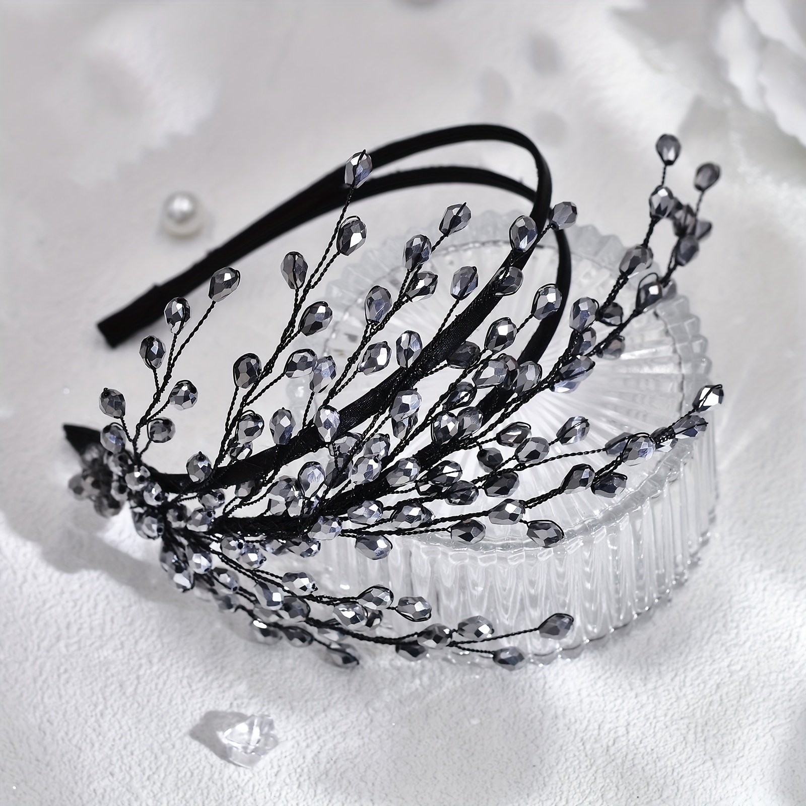 elegant double layered crystal branch headband chic alloy 