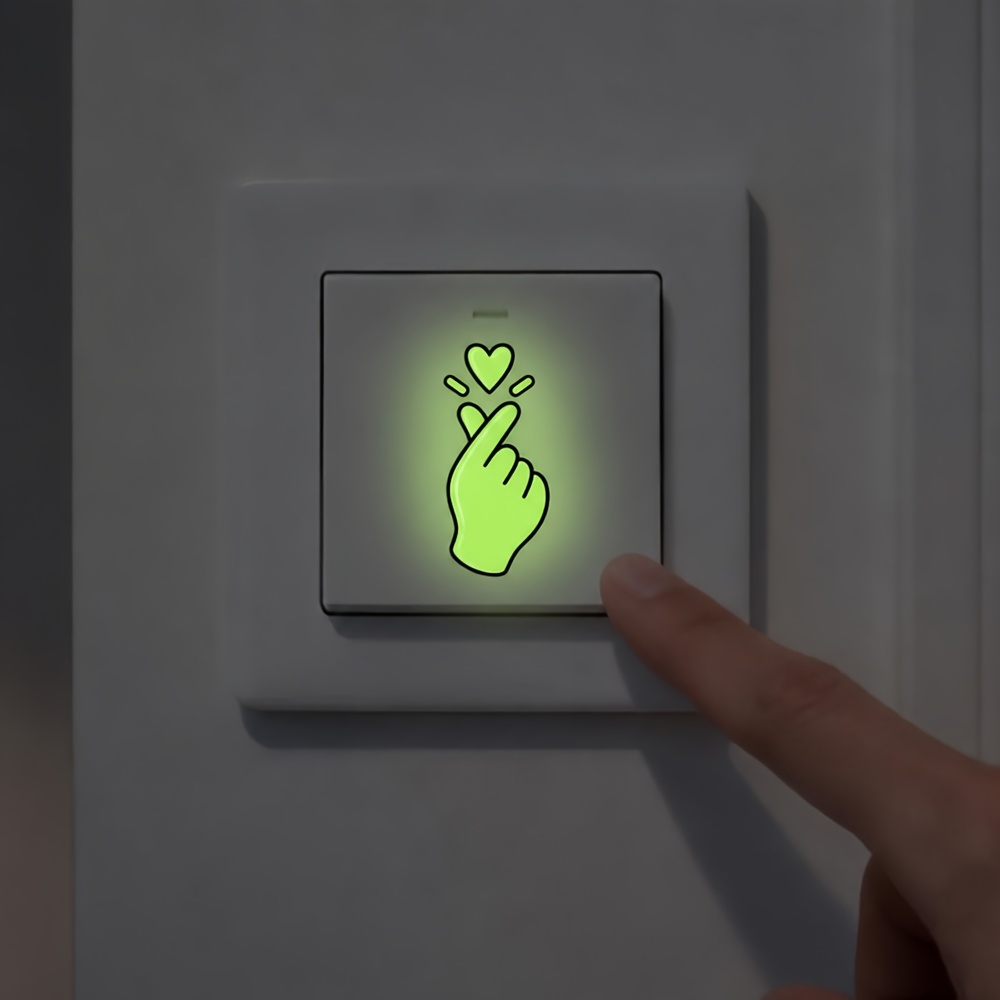TEMU 1pc/8pcs Paquete de Stickers Luminiscentes con Forma de y , Estilo Coreano de Amor, Calcomanías Luminosas de PVC, Removibles, para Pared,
