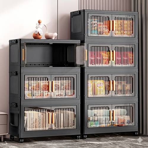 item picture no assembly foldable storage bin transparent mobile organizer for living room snacks bedroom clothes space saving multi use under bed storage