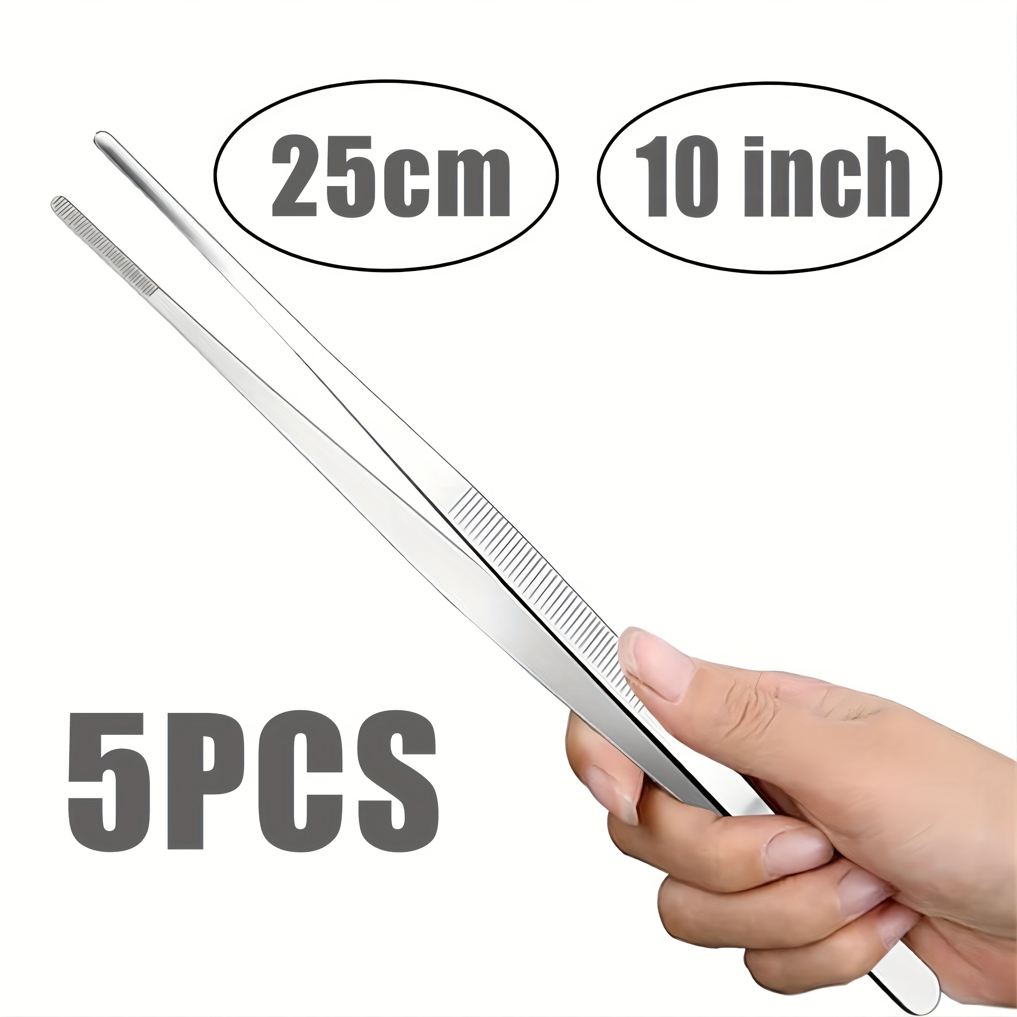 TEMU 5pcs Stainless Steel Buffet Clip, Kitchen Tweezers Stainless Steel Food Tongs, Bbq Cooking Tongs, With Precision Serrated Stainless Steel
