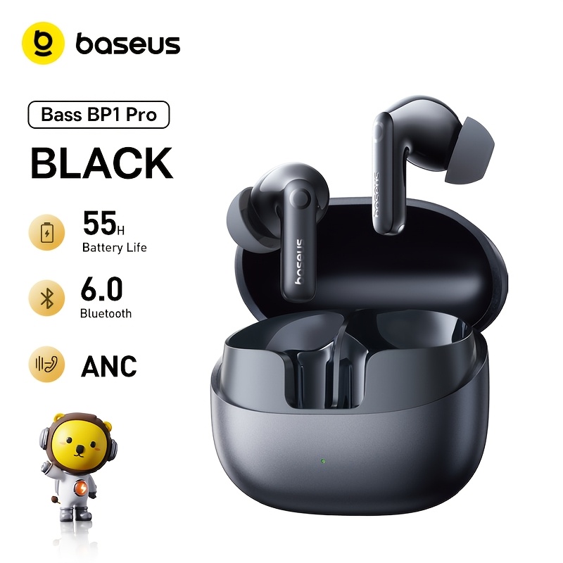 TEMU [baseus] Bp1 Pro Tws Earbuds Bluetooth 6.0adaptive Anc Wireless Earphones Gaming Headphones White/blue/black