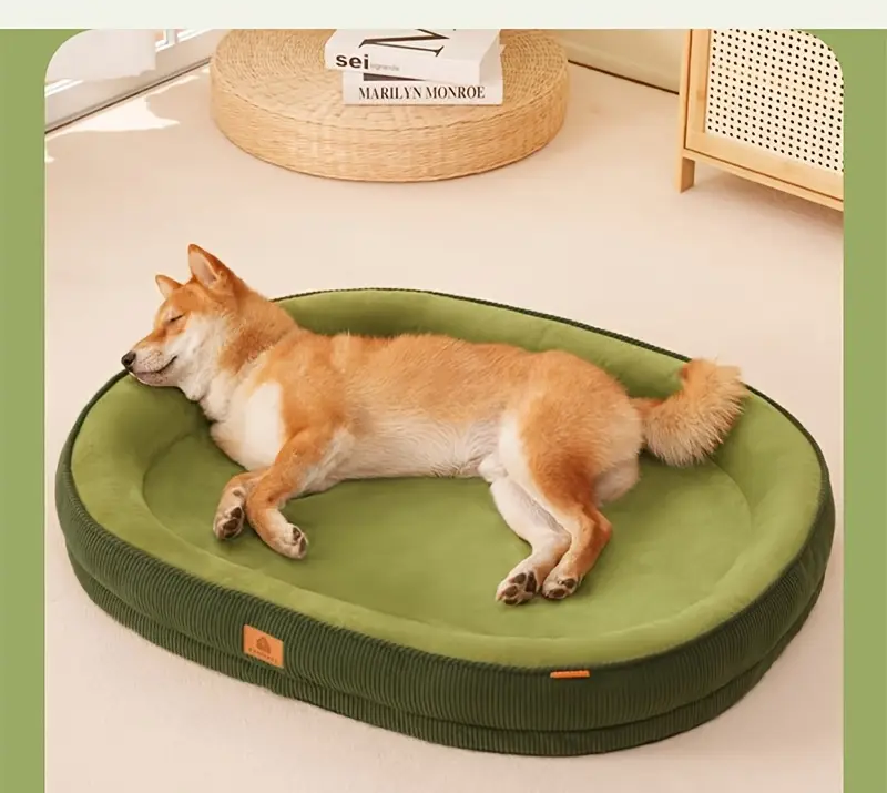 1 polyester dog bed with memory foam insert non slip washable pet bed for cats and dogs green and black medium to large pet bedding bed durable pet bed dog beds Product details 7