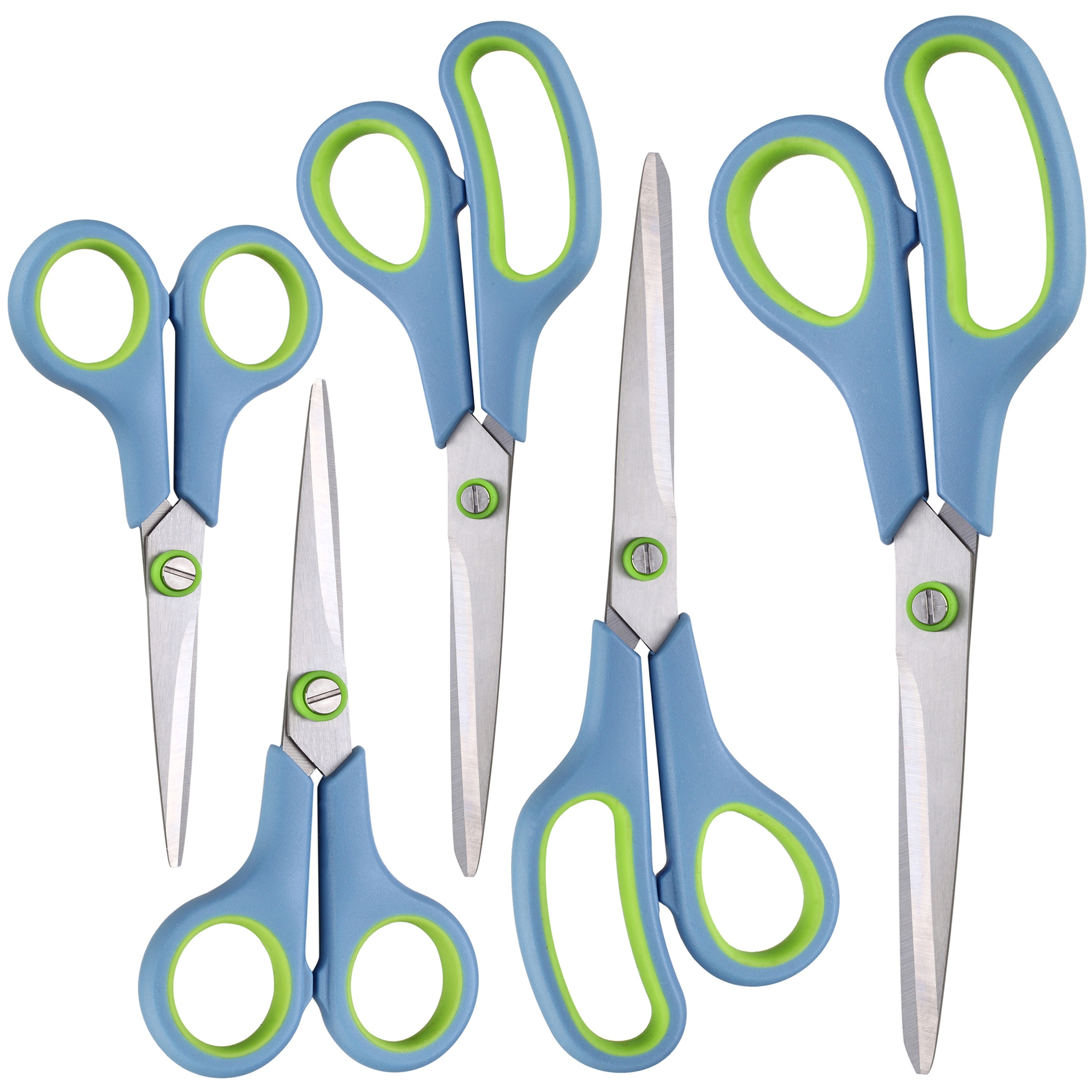 

5-piece Scissors Set, Ultra-sharp Stainless Steel Blades With Soft Comfort-grip Handles, Multipurpose Craft And Fabric Scissors For Office, Home, And School Use