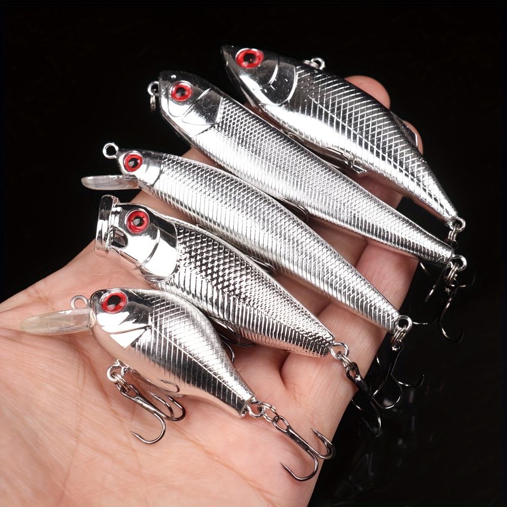 

10pcs Premium Silver Anodized Fishing Lures - High-performance Baits To Catch More Fish In Both Freshwater And Saltwater - Durable And Attractive Designs For Versatile Angling Adventures