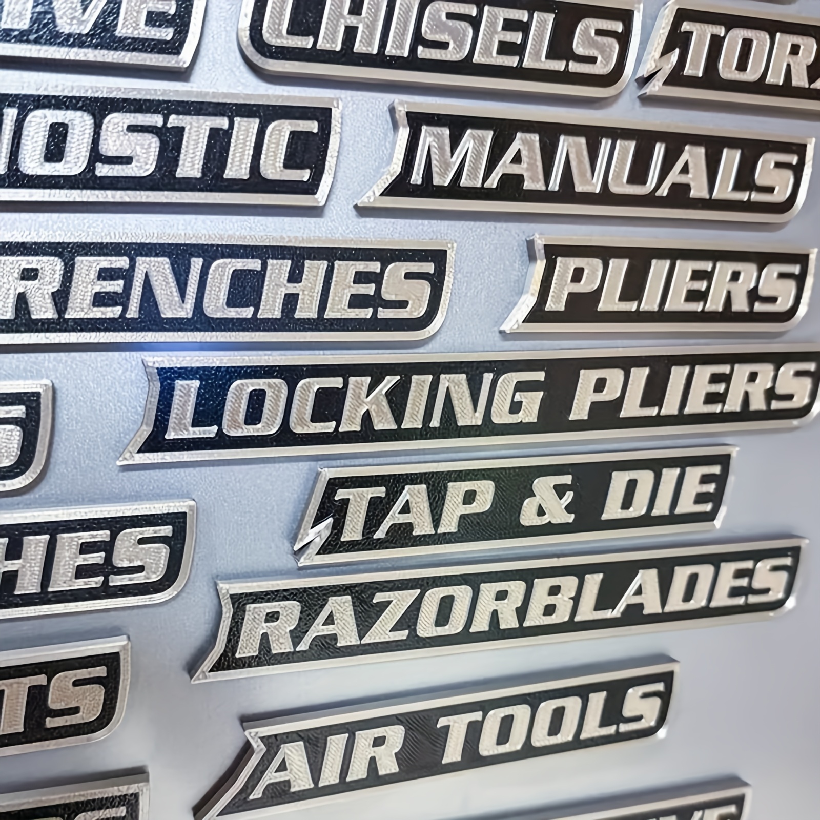 TEMU Ensemble de 12 étiquettes magnétiques pour boîte à outils - Organisateur de boîte à outils robuste imprimé en 3D avec support magnétique et