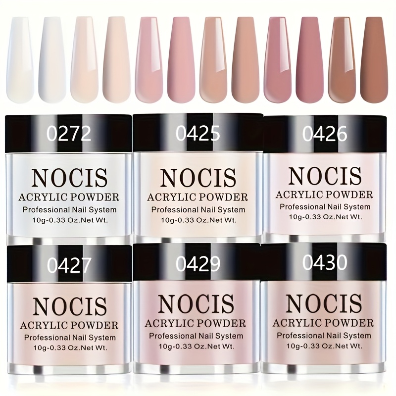 TEMU Nude Acrylic Powder 6 Colors Acrylic Nail Powder Kit Brown Neutral Nail Acrylic Cover Powder For Nail Art Extension No Nail Lamp Needed.