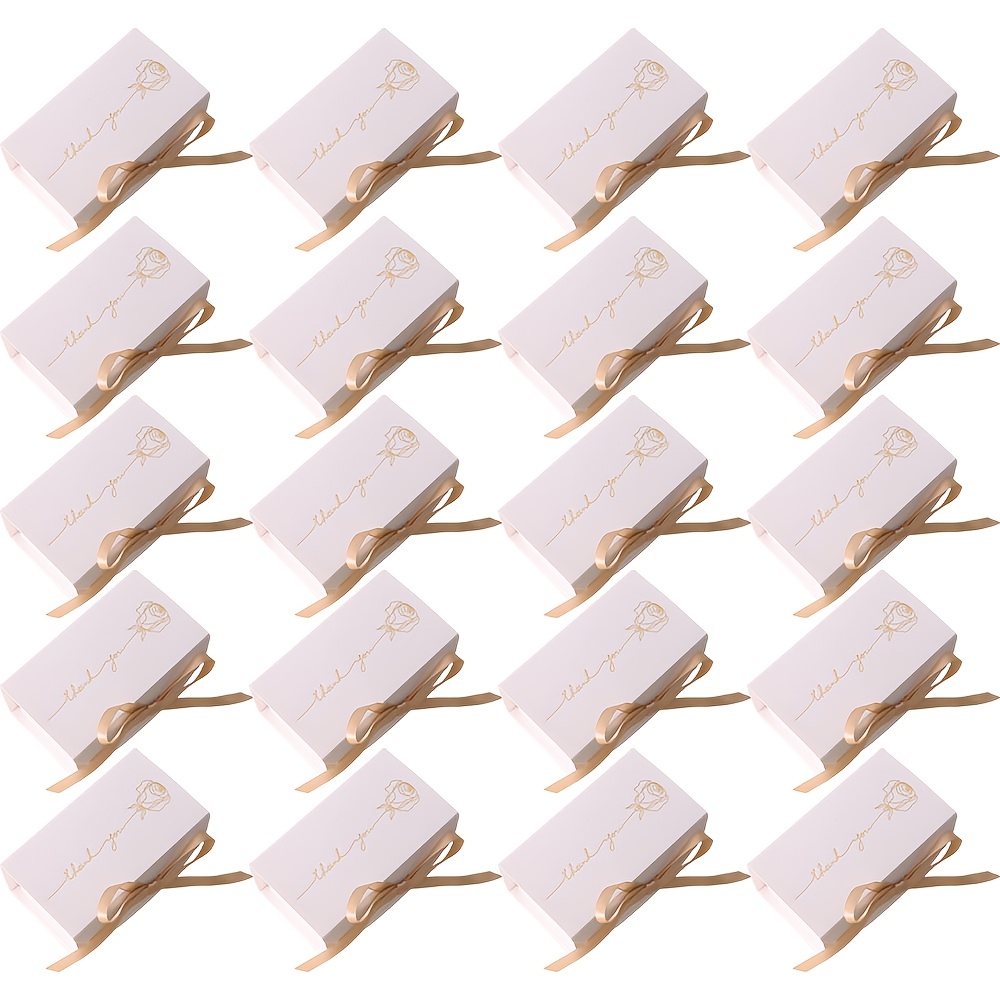 TEMU Gift For Her/him 20pcs Pack Rose Golden Stamping Gift Boxes With Ribbon Suitable For Wedding Favors, Birthday Parties, Bridal Showers -