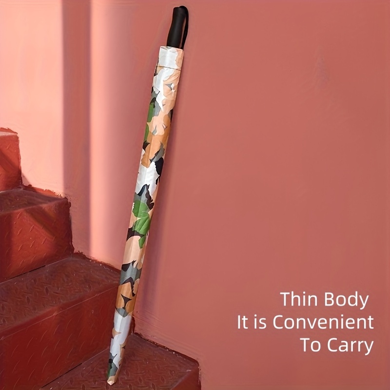 KEAPLAYEE 8-Rib All-Weather Long-Handled Umbrella - 190T Heavy-Duty Pongee Fabric, Manual Open/Close, Durable Iron Handle, Stylish & Functional for Outdoor Travel & Commuting, Outdoor Umbrella, Commuting Accessory, Fashionable Accessory, Highquality Canopy