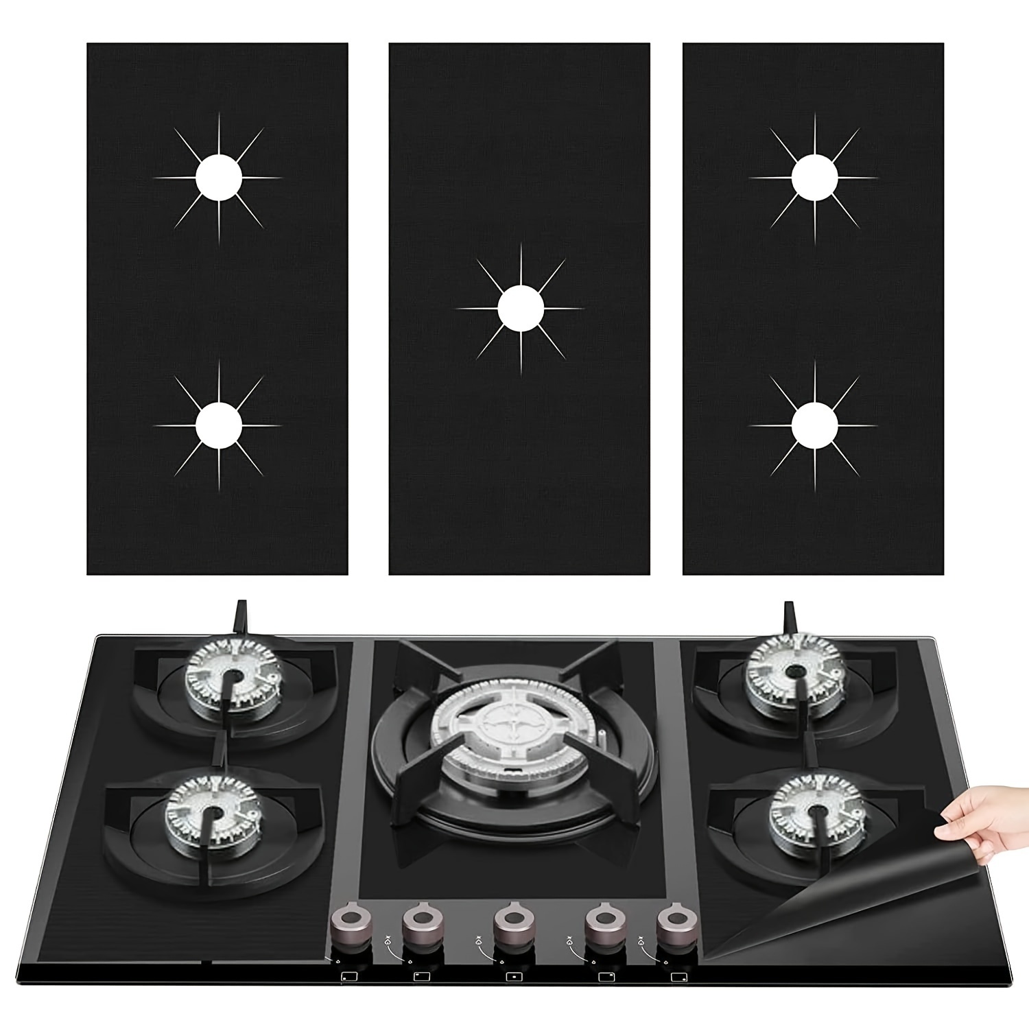 

3pcs Stove Protector For Gas Range, Washable Reusable Stove Top Covers, Heat Resistant Gas Stove Liners, Stove Burner Covers For Gas Stove Top