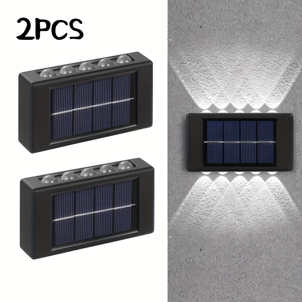 TEMU 2pcs Summer -led Solar Light-sensitive Self-lit, Sharp Light Garage Light, Convex Mirror Up And Down Lighting 0 Electricity Bill , Suitable For