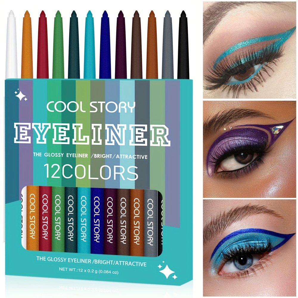 12 färgad regnbågsfärgad vattenfast eyeliner set - Temu Sweden