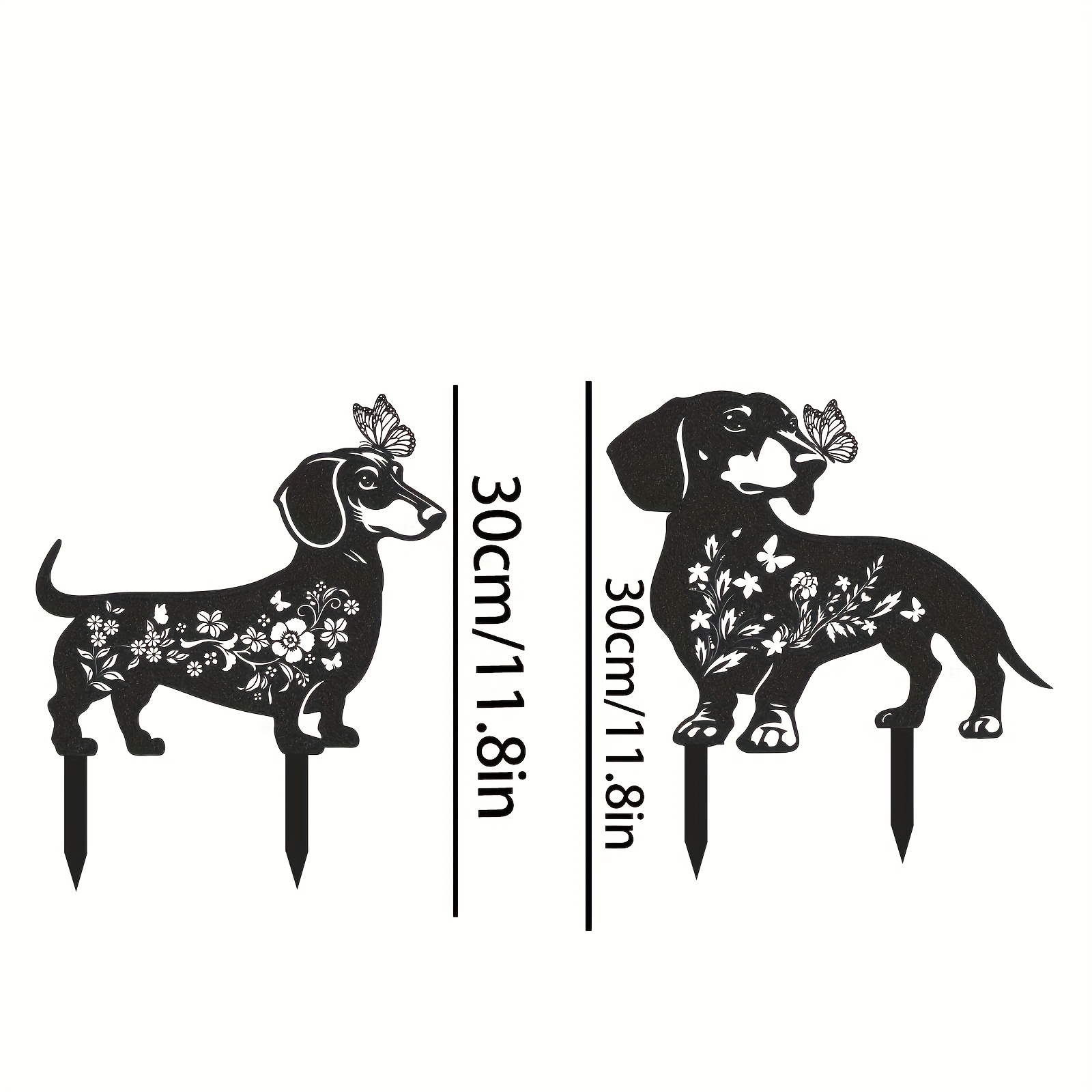 Image of Hound Decoration - 2 Dog Decorative Outdoor Black Gift Silhouette Lawn Decorations Artistic Cute Flower Garden Sign Animal Sculpture