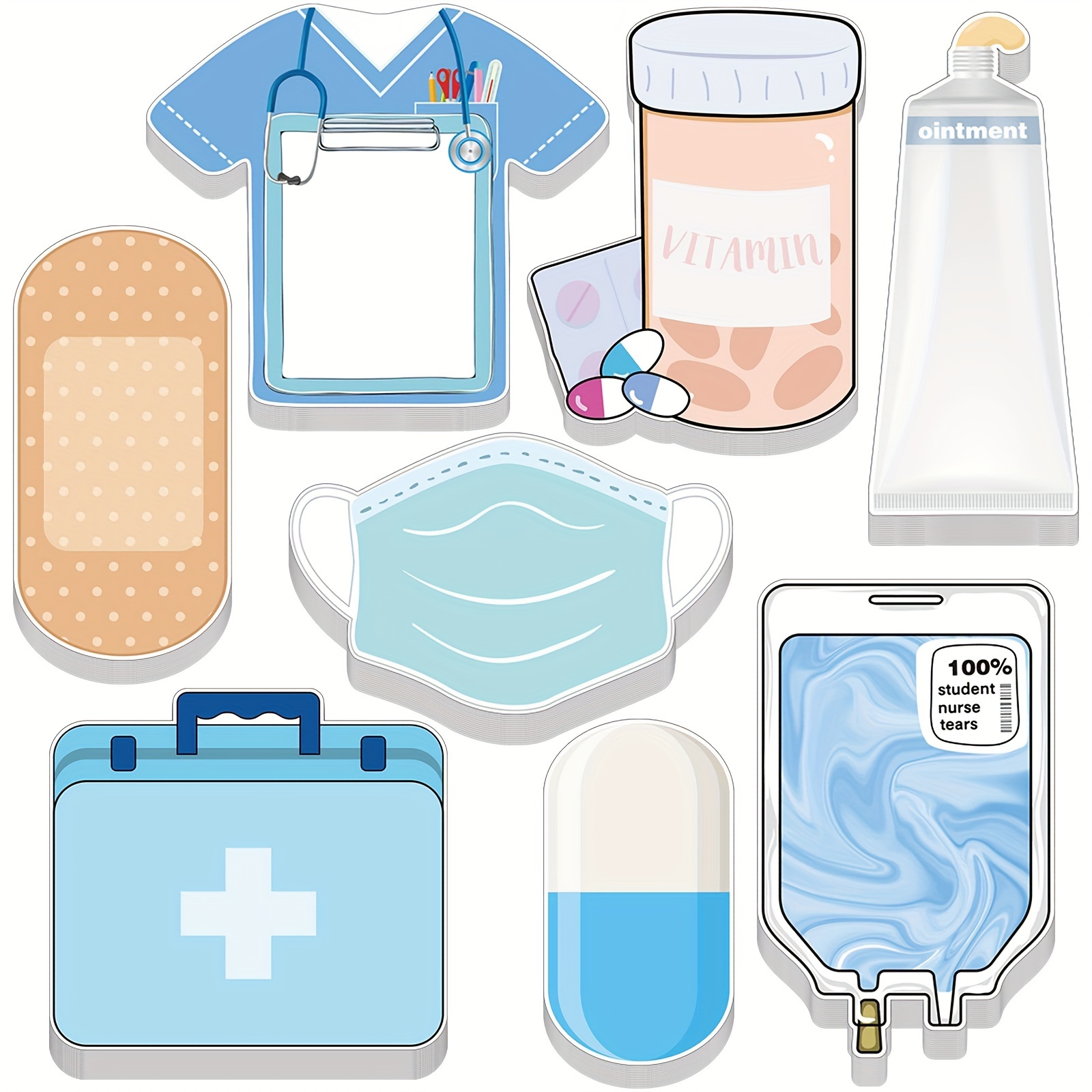 

8pcs -themed Notes | Medical Illustrations & Self- Design | Ideal For Nursing Students & Hospital Staff | Nurse Gifts & Stationery