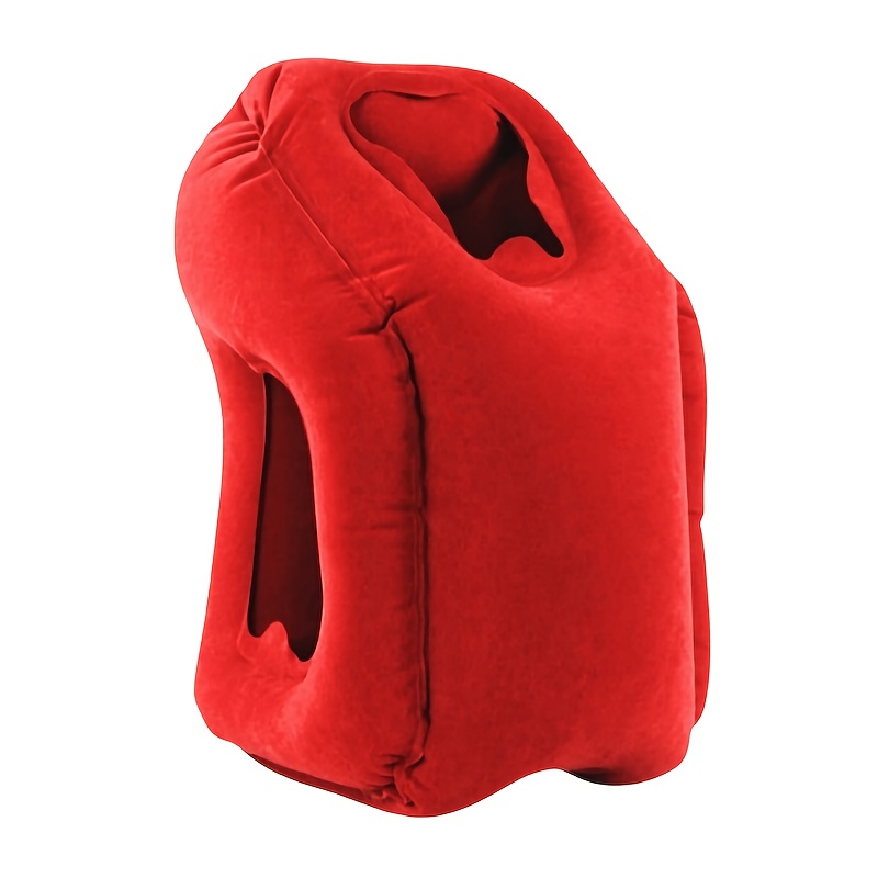 TEMU 1pc Ergonomic Inflatable Travel Pillow With 45° Angle Design - Foldable Neck Support For Airplane, Train, Car, Office & Outdoor Use, 6-8 Breath