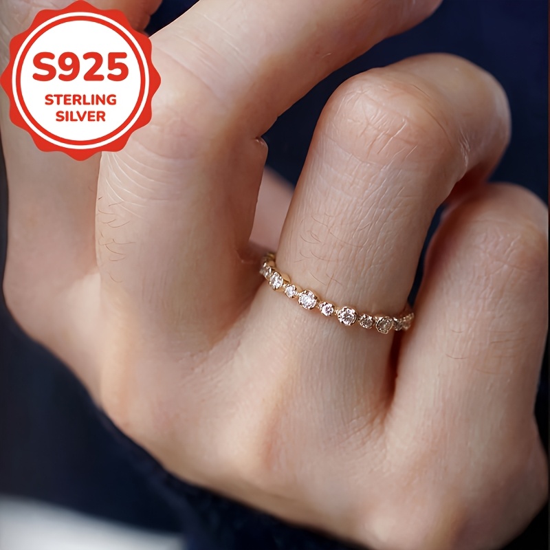 Women's S925 Sterling Silver Simple Thin Hoop Ring, Everyday Casual