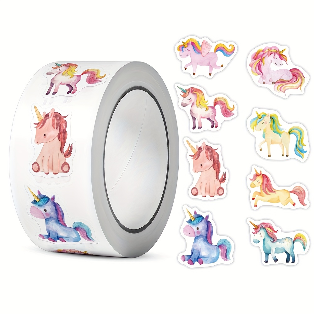 500pcs/roll Pony Animal Sticker Label Decorative Stationery Sticker Gift Wrapping Colorful Envelope Sealing Label