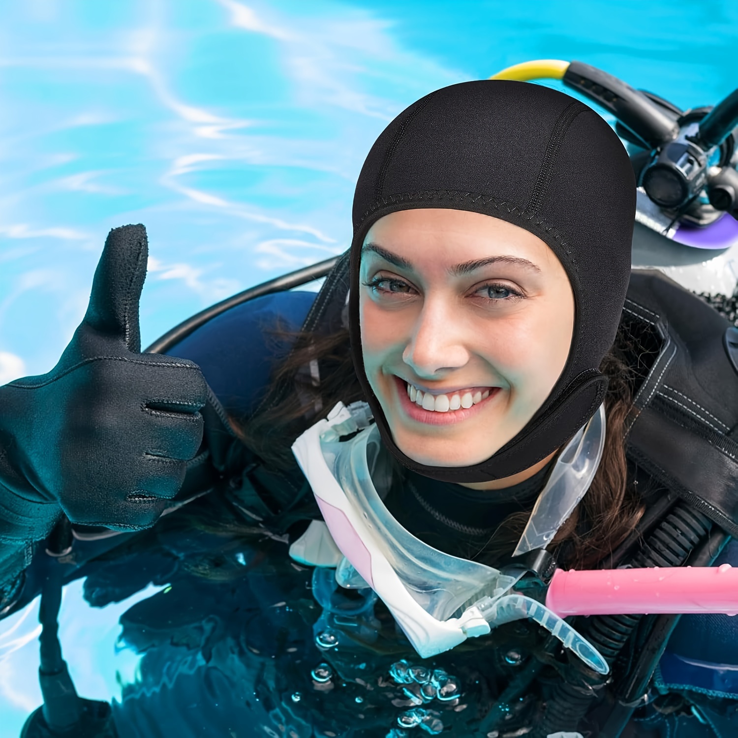2 5mm neoprene diving cap chin strap warm surfing hood water