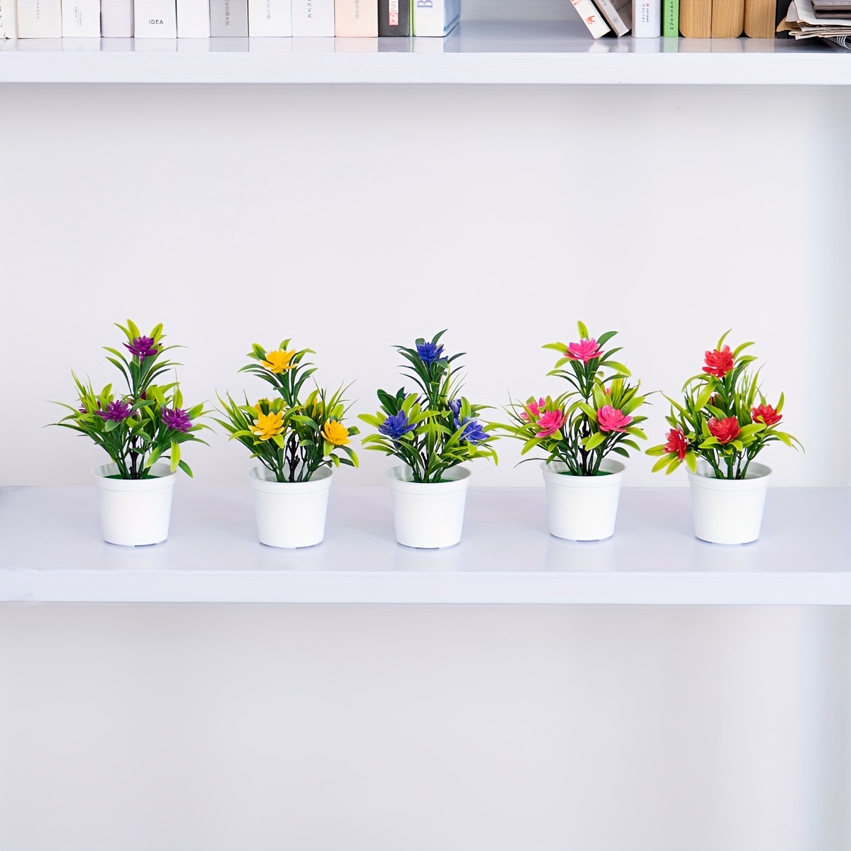 

5pcs Simulated Fake Flower Potted Plants With 5 Small Lotus Flowers, Small Simulated Plants With Pots, The Perfect Desk Decoration And Housewarming Gifts, Home Decoration Ornaments, Room Decoration