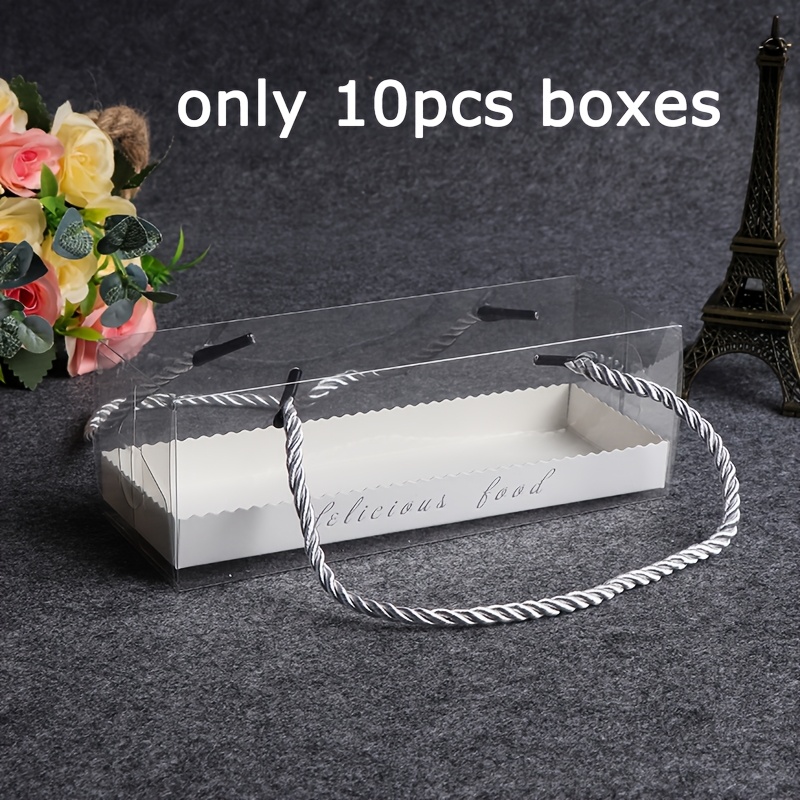 E-shop 10 Stück, Klare Geschenkboxen mit Seilgriffen, Rechteckige Präsentationsboxen für Blumen & Puppen, Universelle Verpackungsboxen – Ideal für