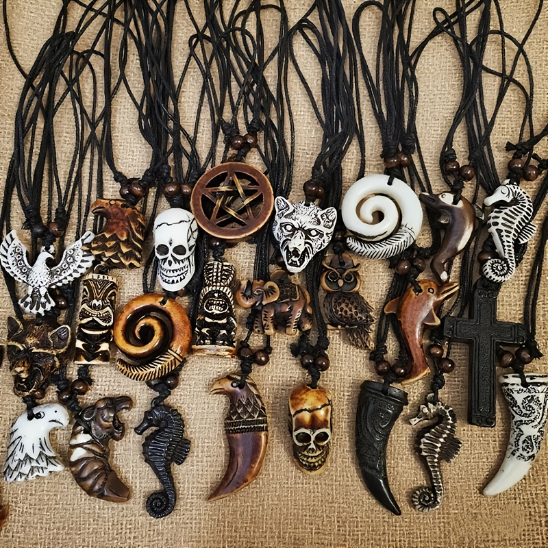 tribal tooth necklace sold on Temu United States