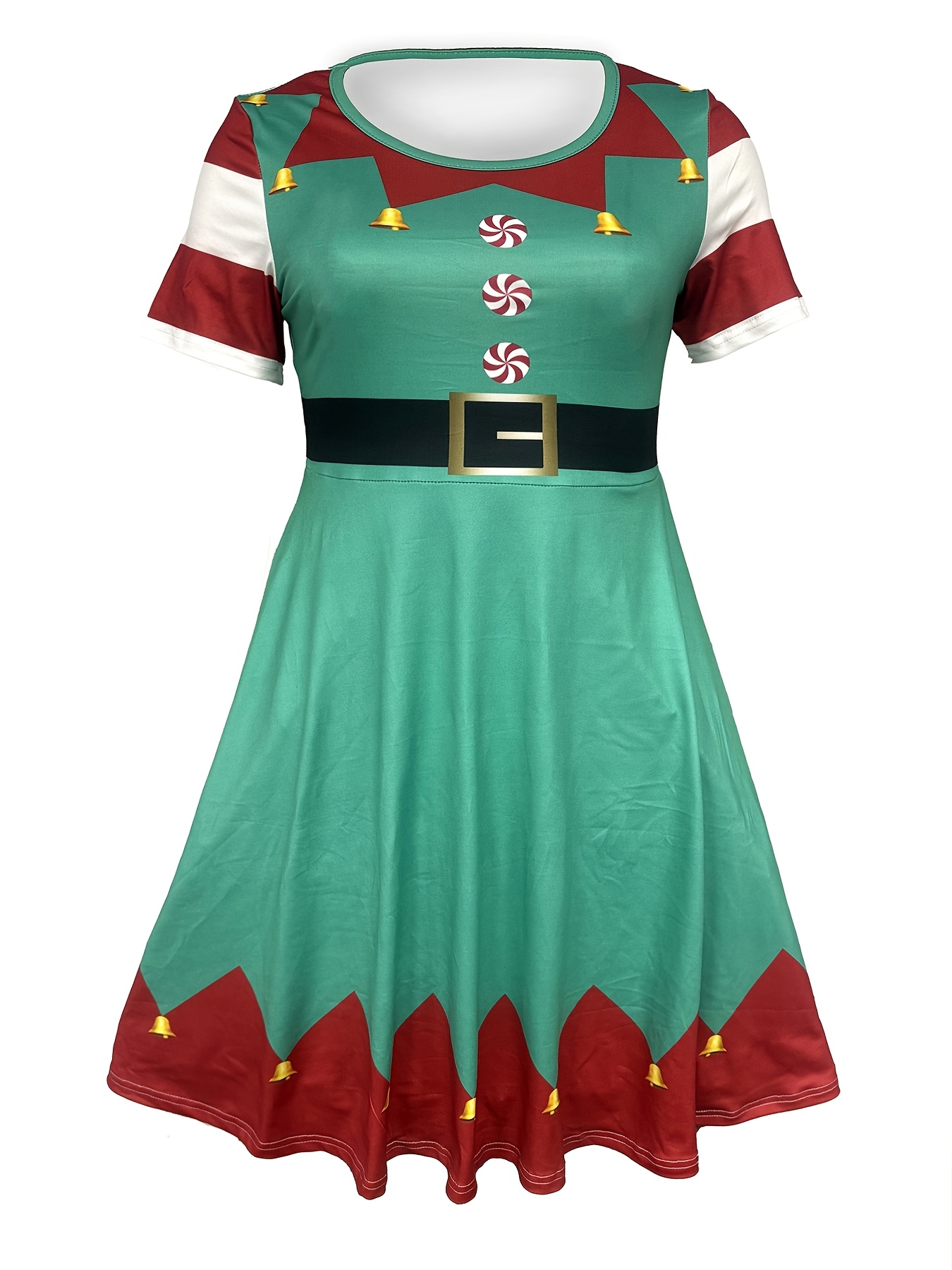 womens christmas elf costume dress 3d printed line polyester - Temu  Netherlands