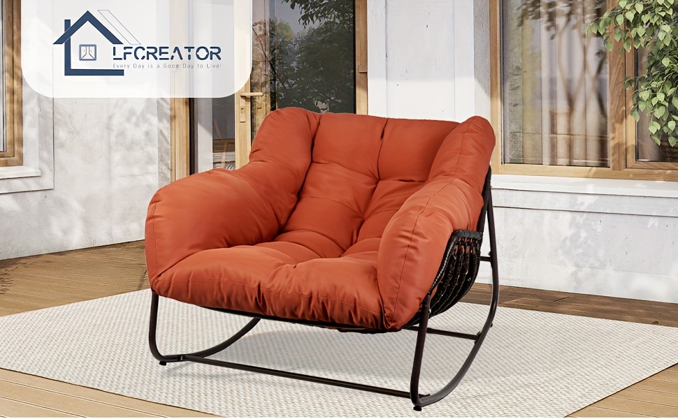 comfortable Outdoor Papasan Rocking Chair Wicker Papasan Patio with Cushion And Pillow, Large Papasan Rocker Egg Chair for Garden And Patio 14 Outdoor Papasan Rocking Chair, Wicker Papasan Patio with Cushion And Pillow, Large Papasan Rocker Egg Chair for Garden And Patio